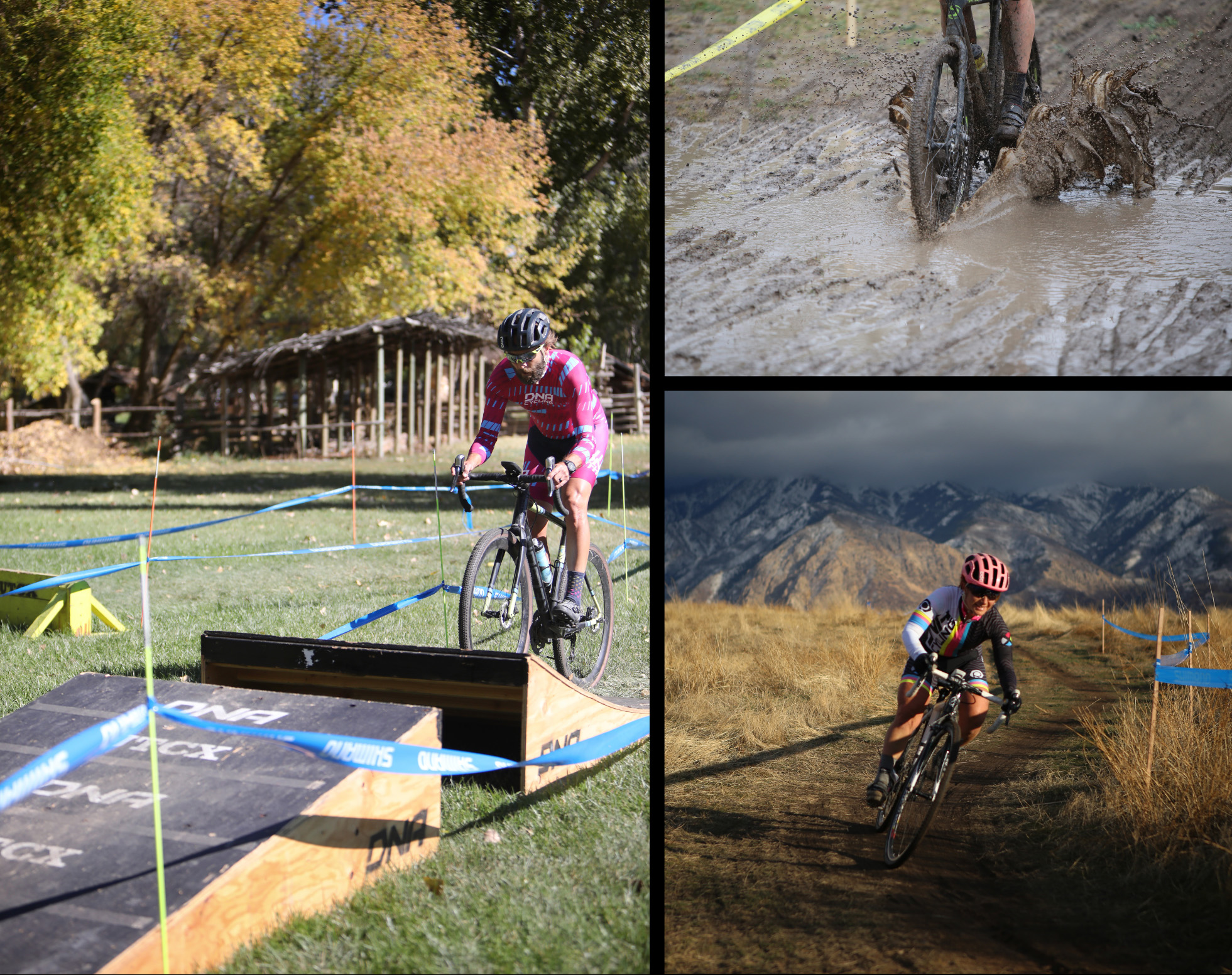 collage of cyclocross racers wearing dna kits