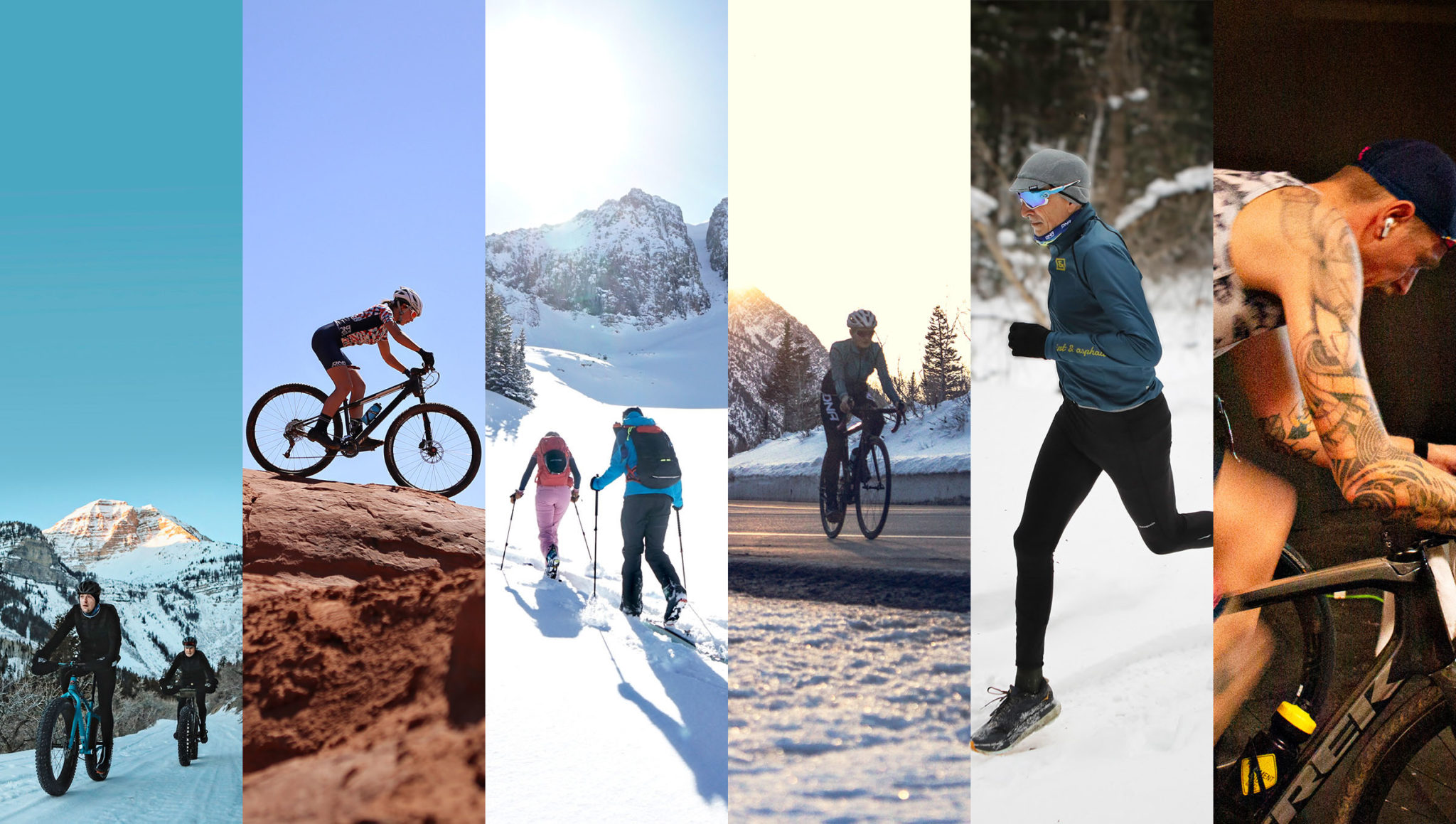 collage of people doing activities in dna cycling clothing