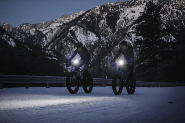 two fat bike riders in dna cycling outerwear