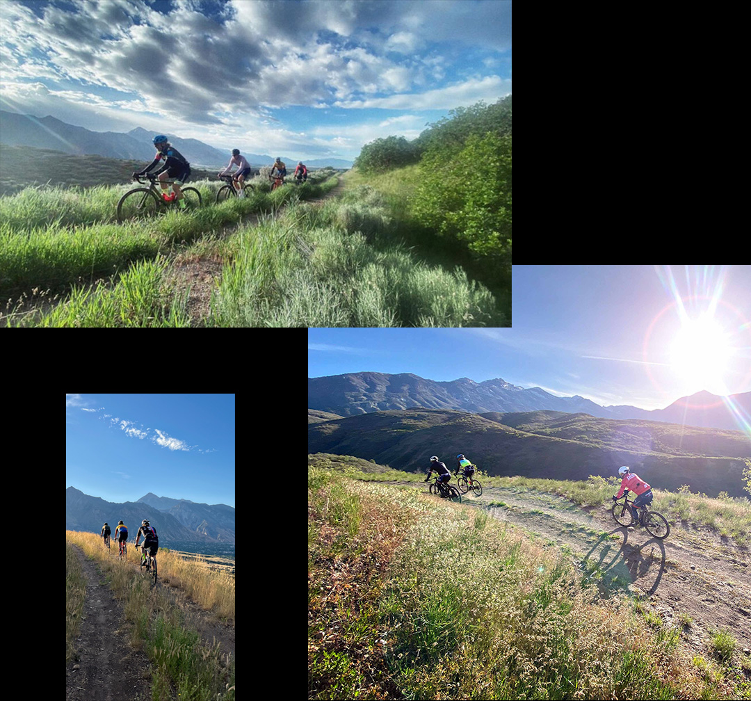 people riding gravel bikes in corner canyon, Utah.