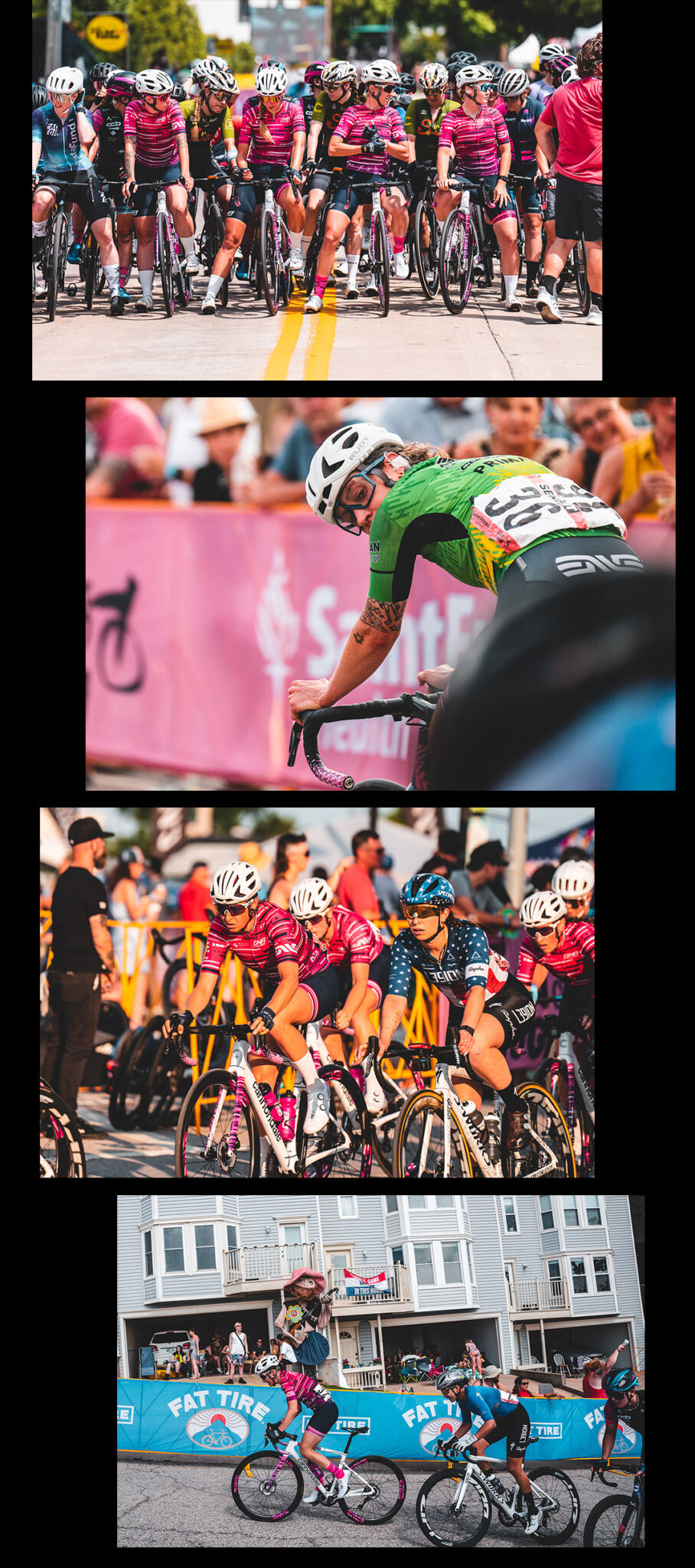 collage of dna cycling pro team riders at tulsa tough